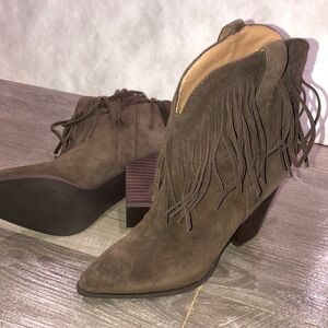Steve Madden Lainey Brown Ankle Booties Boots Suede Fringe New
